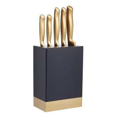 Brass/Black Metallic Knife Block Set 5pce