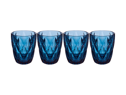 Deanna Double Old Fashion Glass Blue 4pce