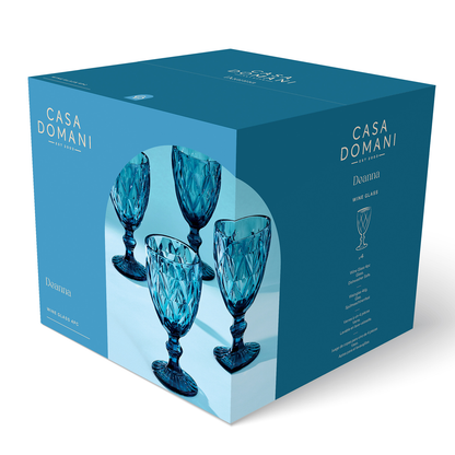 Deanna Wine Glass Blue 4pce