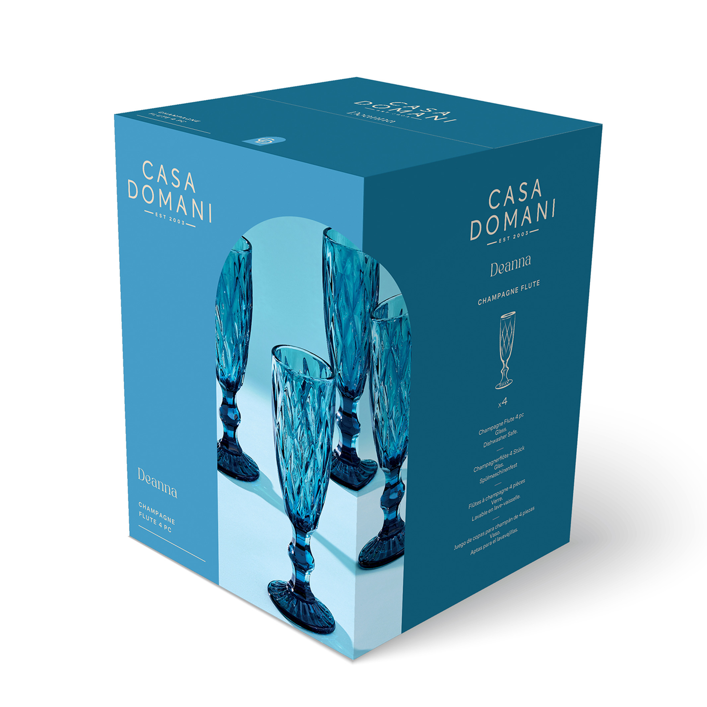 Deanna Champagne Flute Blue 4pce