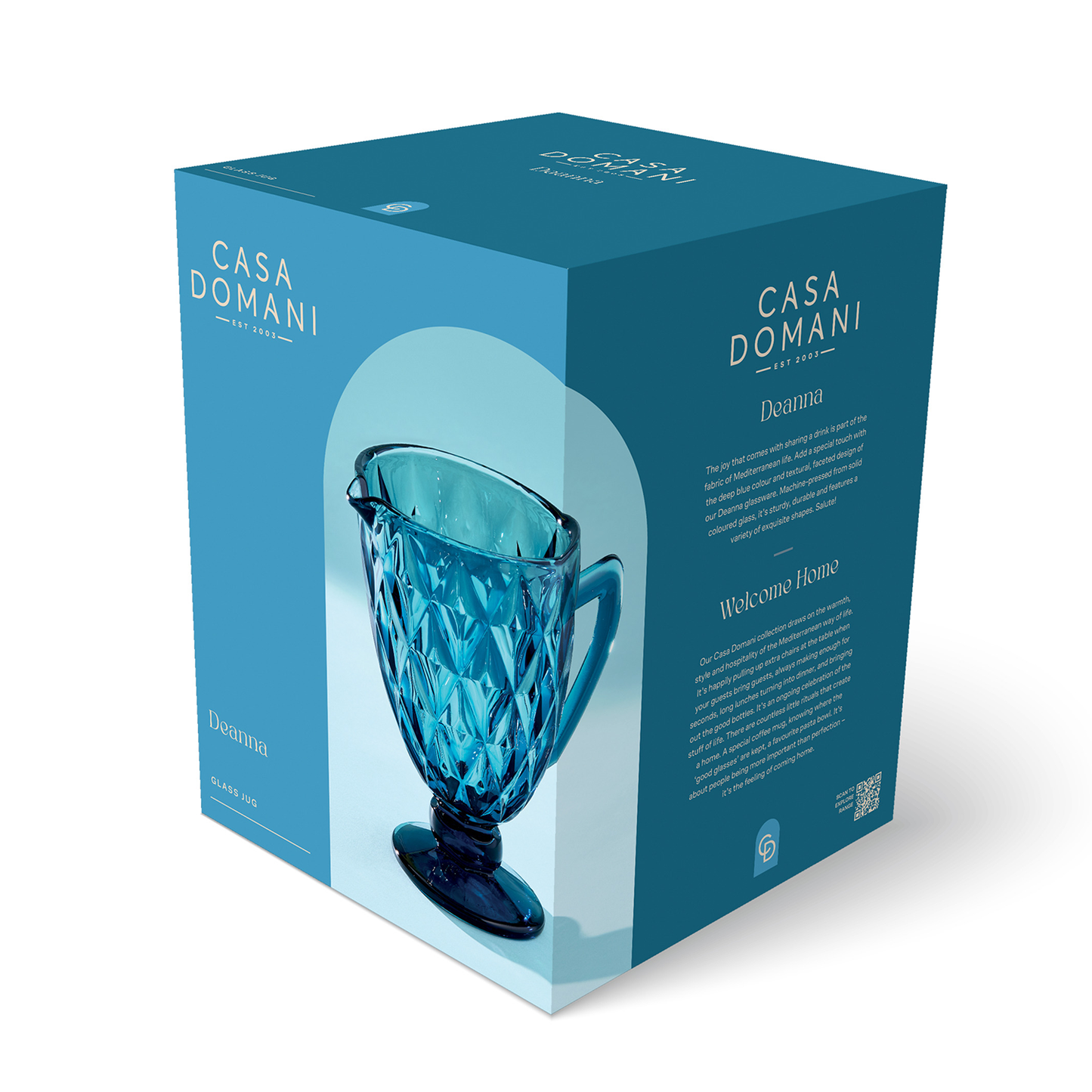 Deanna Glass Jug Blue 1.1Ltr