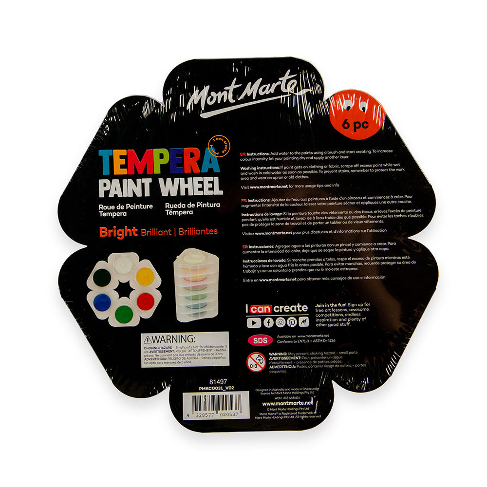 Tempera Paint Wheel Bright 6pce