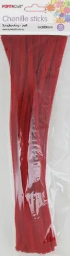 Chenille sticks 6mm 50pc Red