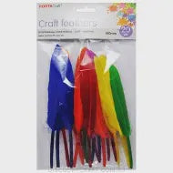 Craft feathers 140mm 20pk multicolour