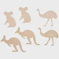 Aussie wooden shapes 6pk animals