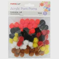 Acrylic pom poms 15mm 80pk