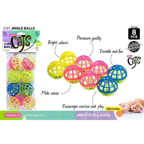 8pc Cat jingle play balls