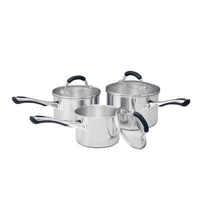 Contemporary Stainless Steel Saucepan Set 3pce