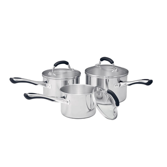 Contemporary Stainless Steel Saucepan Set 3pce