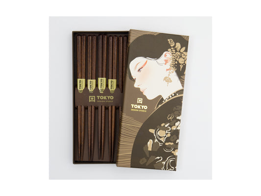 Chopstick giftset 5pc dark brown GB