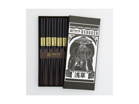 Chopsticks giftset 5pc square black