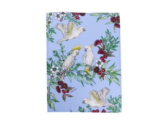 Eloise Short native grace yellow crested cockatoo tea towel 50x70cm