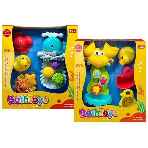 Baby whale & crab bath toy set 7-8pce