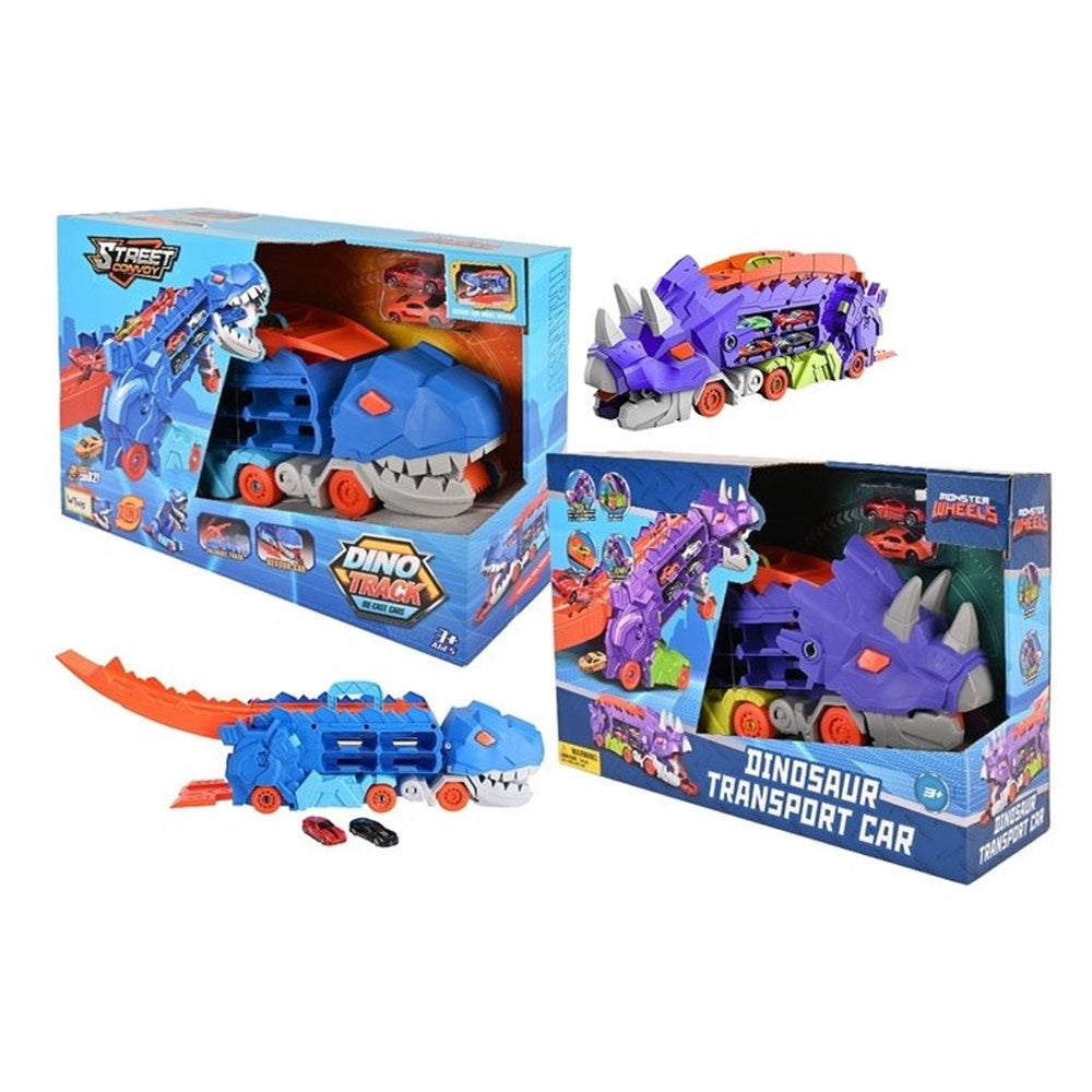 3pc Dino launcher track trailer w/2 cars