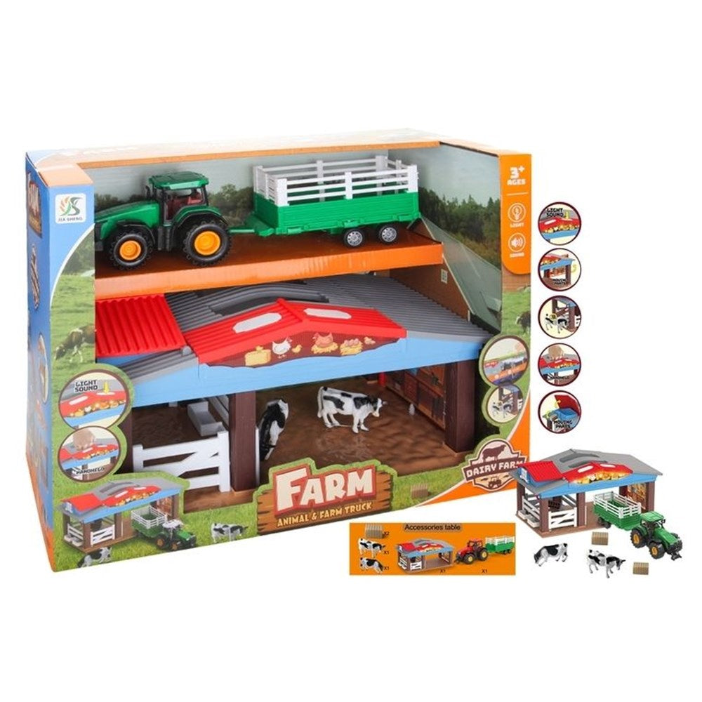 Farmhouse w/animals & tractor w/lights & sound