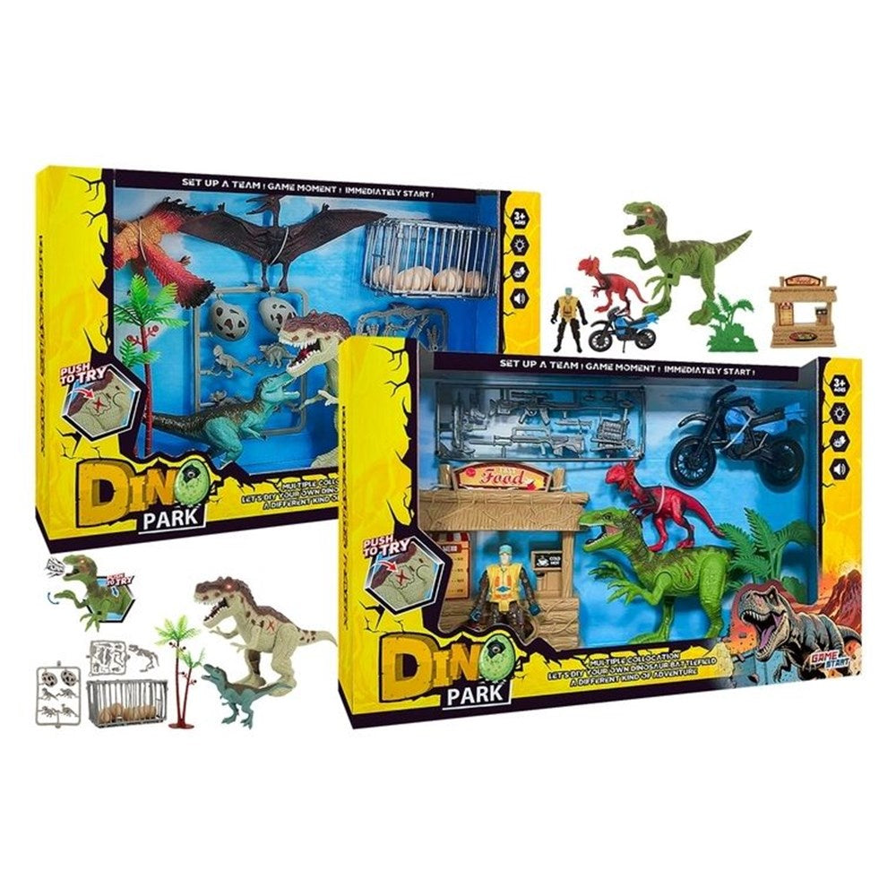 Dino park set w/light & sound battery operated