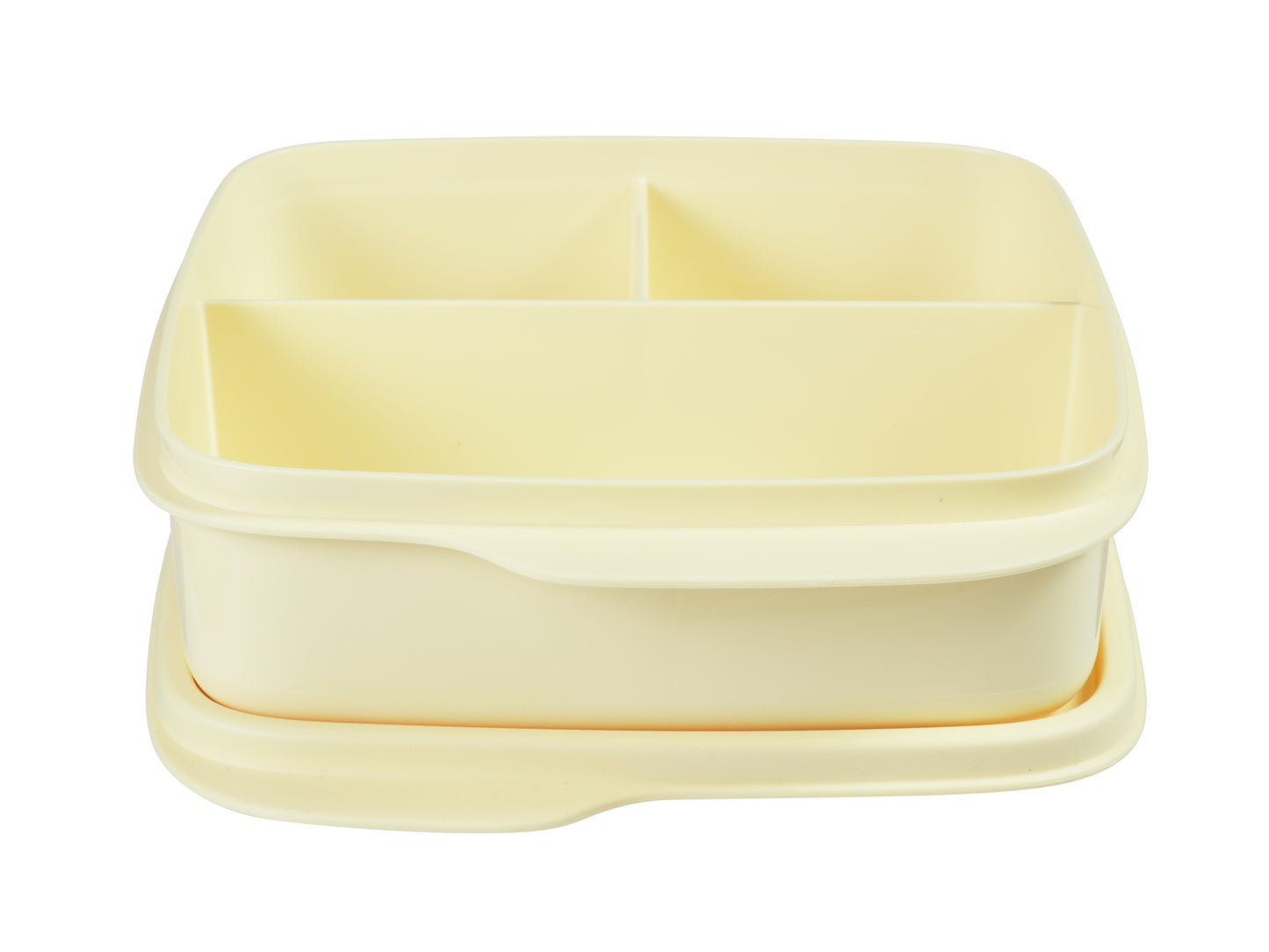 Divided square lunch box 550ml yellow
