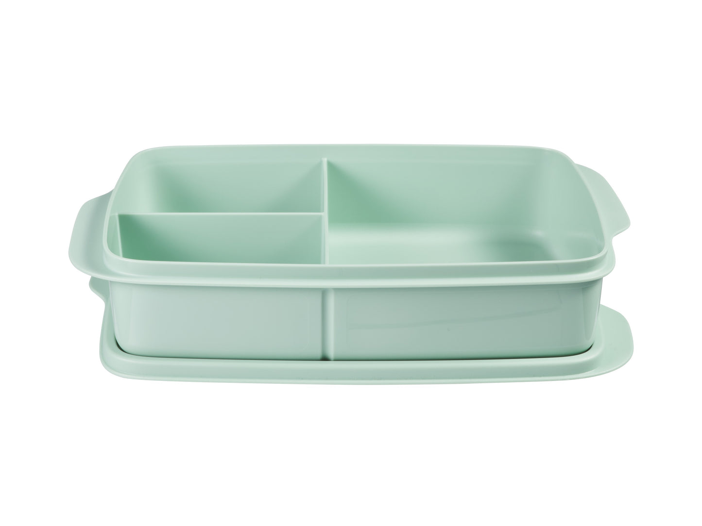 Divided rectangle lunch box 1L green