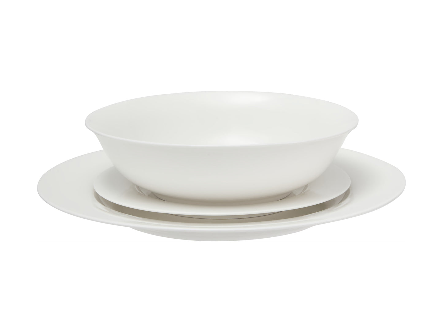White basics European rim dinner set 12pc