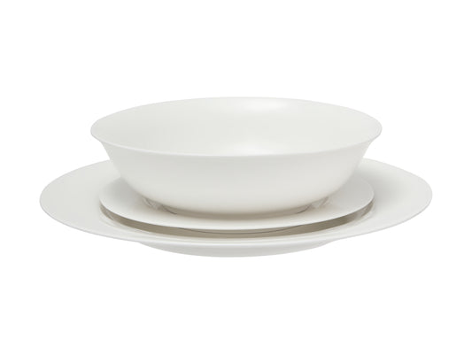 White basics European rim dinner set 12pc