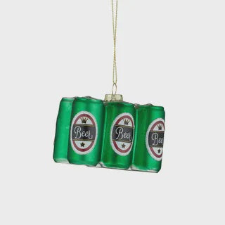 6 pack ornament glass 8.5x6.5x6.5cm green
