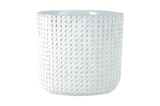 Henry textured cement pot w/hole and stopper 26x24cm
