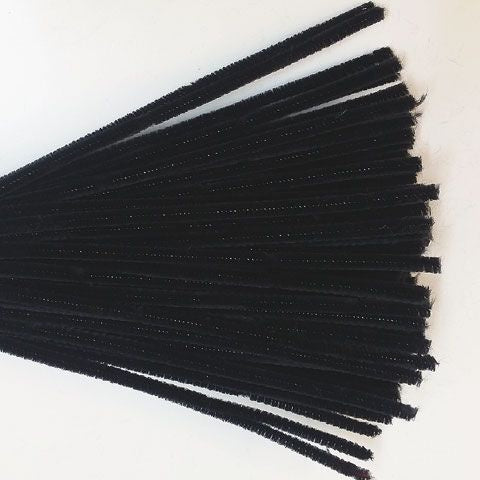 Chenille sticks black 6mm 50pc