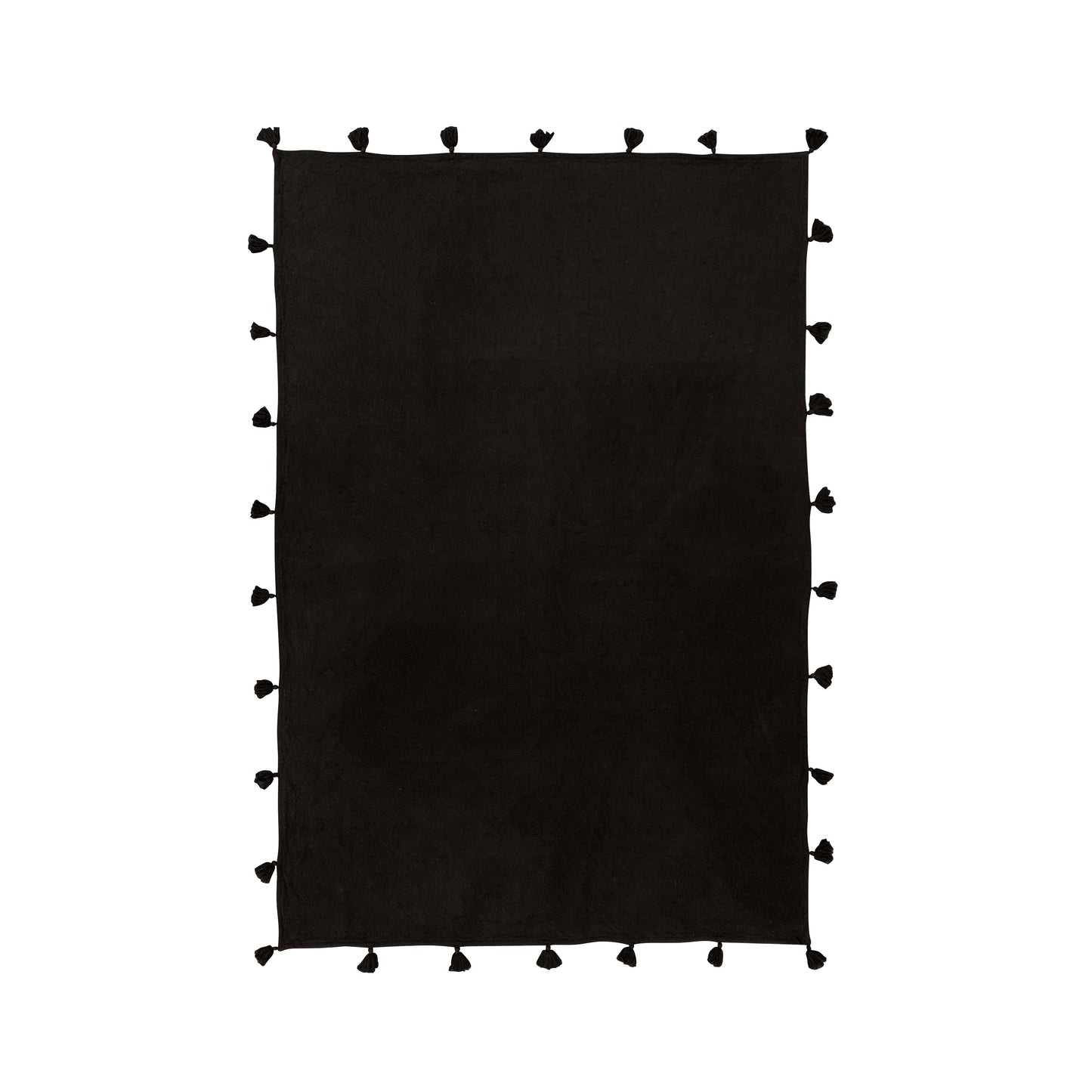 Nava cotton throw with Tassels charcoal 170x130cm