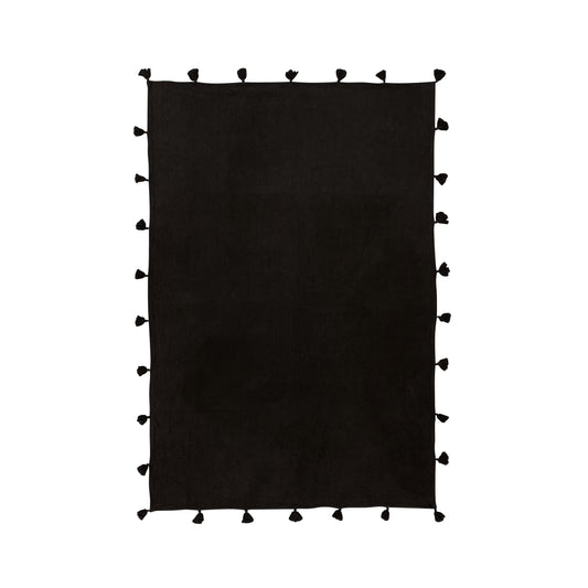 Nava cotton throw with Tassels charcoal 170x130cm