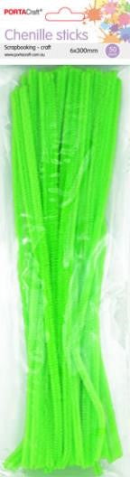 Chenille Sticks 6mm 50pc  07 Neon Green