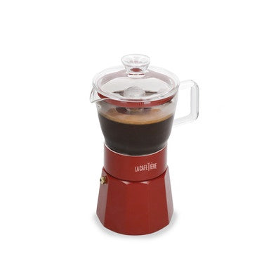 Verona Glass Espresso Maker 6-Cup Red