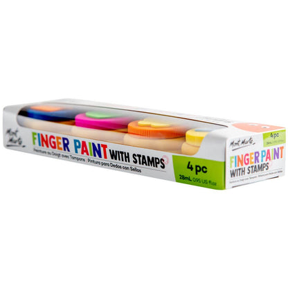 Kids Finger Paint with Stamps - 4 Colours