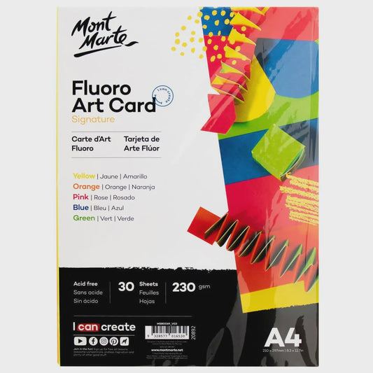 Fluoro art card pack 5 colours 30pc