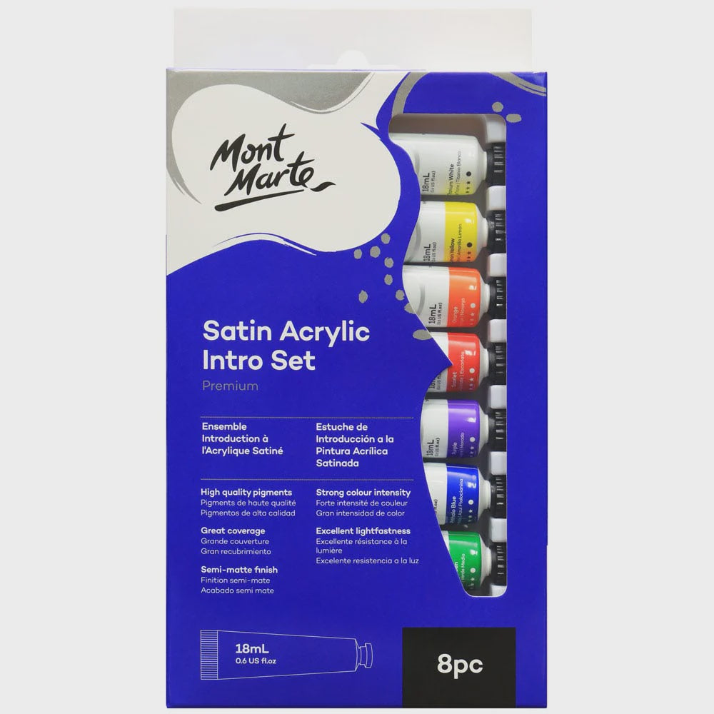 Satin acrylic paint intro set 8pc