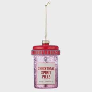 Christmas spirit pills ornament clear