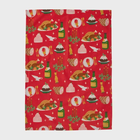 Christmas lunch cotton tea towel 50x70cm