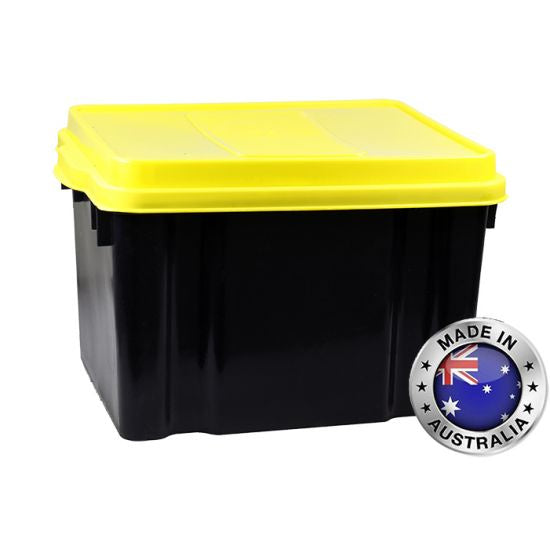 Plastic storage tub 42litre black & yellow