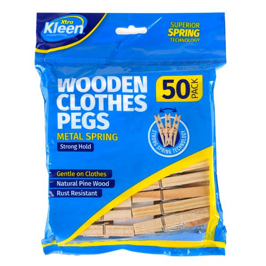 Xtra Kleen Wooden Clothes Pegs 50pk