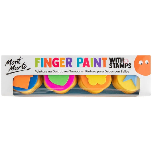 Mont Marte Kids Finger Paint with Stamps - 4 Colours